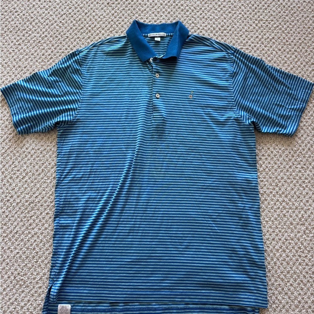 Peter Millar Streamsong Teal and Navy Striped Polo
